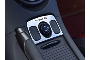 AUTOCOVR Civic VIII and Type R III FN2 Cigar Lighter Cover - TYPE R Emblem - 1pc Stainless Steel Frame Interior Dashboard Dash Trim Kit Accessories