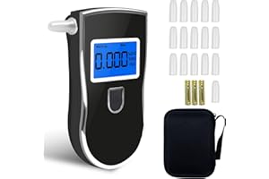 Flyhood Alcoholimetro, Profesional Portátil de Alcohol Sensor Semiconductor Probador con Pantalla LCD y 16 Boquillas, Resulta