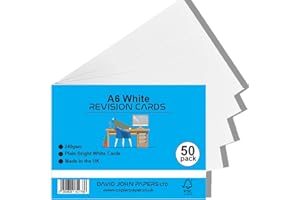 DJP A6 Plain Index Record Revision Cards, Postcard Blank Card Art Crafting Thick Card Cardstock, 240gsm (50)