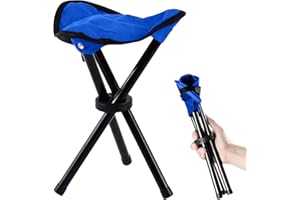 HZSZJMN Folding Camping Chair Outdoor Tripod Stool Lightweight Portable Chair Small 3-Legged Canvas Chair for Hiking Camping Fishing Picnic Beach BBQ Travel (Blue)