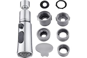KRYMSON 1 extensión de grifo con 1 juego de adaptadores, cabezal de pulverización para grifo de cocina, adaptador de grifo, protector antisalpicaduras para rociador de grifo, accesorio giratorio para