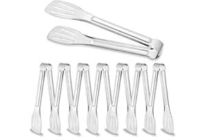 SHSMPXOY 8 Pcs Pinces de Service, 7 Pouces Pinces Cuisine Pince à Barbecue Pince à Salade Inox pour Cuisine Cuisson Friture Buffet Salade BBQ Grillades