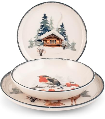 Churchill Season Greetings Tafelservice, Stone Ware, elfenbeinfarben, 18 Stück