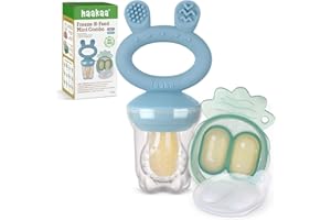 Haakaa Baby Fruit Food Feeder & Mini Freezer Nibble Tray Combo, Breastmilk Popsicle Molds for Baby Cooling Relief, BPA Free Silicone Feeder for Safe Infant Self Feeding, 4 Month+(Sky Blue)
