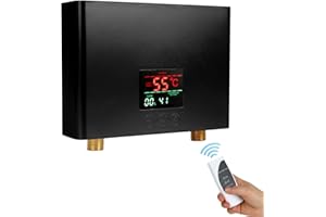 AYYDS Piccolo scaldabagno elettrico senza serbatoio, 3 KW 220 V, scaldacqua istantaneo, adatto per la cucina, da appendere a parete, da 30 a 55 °C, display digitale, pronto per il collegamento (colore nero)