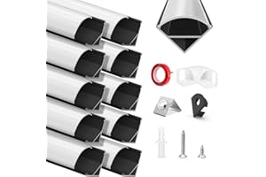 Hommand LED Channel, V-Shape 10pcs 1m LED Profiles with Aluminium Strip, Diffuser, Connectors, End Caps, Clips - 10m Strip