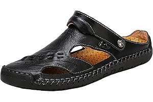 OBIQUZZ Mules en cuir pour homme - Sandales d'été fermées - Pantoufles respirantes en maille - Antidérapantes - Chaussures d'été - Chaussures de plage - Chaussures confortables - Tailles 38 à 48