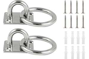 Lyaor Piastra ad occhiello in acciaio inox 304 con occhielli – Gancio di fissaggio resistente – Gancio da parete con vite per appendere l'amaca, il sacco da boxe, la corda da yoga