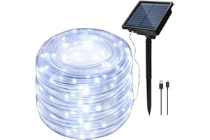 ‎IMAGE IMAGE Solar Lichterkette 23M 200LED Lichtschlauch IP65 Wasserdichte Lichterkette für Innen und Außen Schlafzimmer Innenhof Garten Hochzeit Party Weihnachten Baum Beleuchtung, Kaltweiß