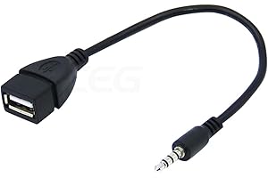 QOTSTEOS Câble auxiliaire de Voiture - Câble Adaptateur OTG Femelle - Adaptateur AUX vers USB - Prise Jack Audio auxiliaire 3,5 mm mâle vers USB 2.0 Femelle - Câble convertisseur Uniquement pour Port