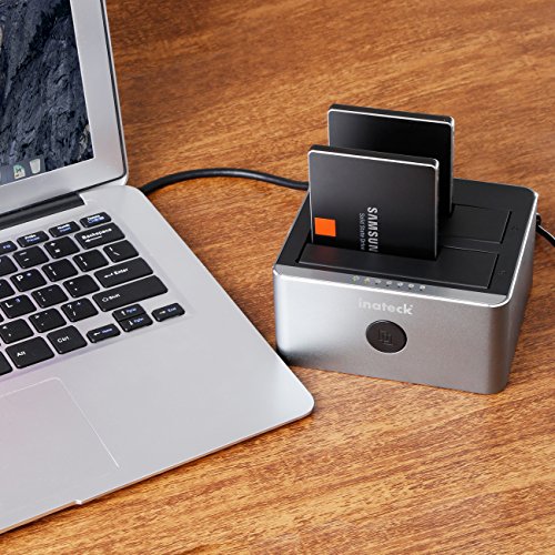 Inateck Aluminium USB 3.0 zu SATA dual-bay USB 3.0 Festplatte Dockingstation mit offline Clone Funktion für 6,3 cm & 8,9 cm HDD SSD SATA (SATA I/II/III), Unterstützung UASP & Werkzeuglose (FD2102) - 6