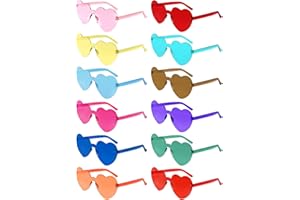 Morcheiong Lot de 12/24/36/48 lunettes de soleil colorées en forme de cœur sans monture pour enterrement de vie de jeune fille