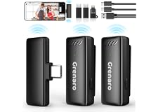GRENARO Wireless Microphone, Noise Cancellation Lapel Wireless Mic for Youtubers, Video Recording, Facebook, Live Stream, Com