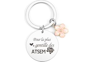 KTIAVO Cadeau Atsem Porte Clef Merci Atsem Idee Cadeau Creche Fin D'année Merci Cadeau Assistante Maternelle Cadeau Fin Creche Cadeau Drole Cadeau Remerciement Nounou Cadeau Noel Cadeau Merci Nounou Noel