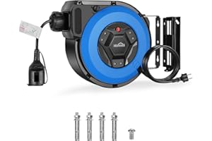 Himimi Enrouleur Electrique Automatique avec Support 15 m + 2m, 1500W~ 3000W tambour automatique de câble, rallonge electrique 180° Pivotant, montage mural, Pose suspendue, Protection Degré IP44