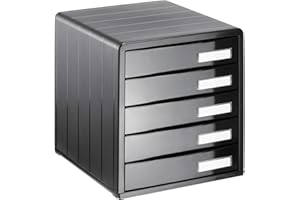 Rotho Timeless Cajón / caja de oficina con 5 cajones, Plástico (PS) sin BPA, antracita, (34.5 x 29.0 x 32.0 cm)