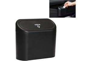 HJU Pattumiera Per Auto Con Coperchio Portatile Impermeabile Mini Pattumiera Portatile Impermeabile Per Auto Adatto A Tutti I Veicoli,Cestino Con Coperchio,Adatto Per Ufficio,Viaggi,Famiglia,Nero 1 Pezzo
