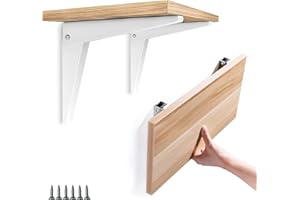 DOMI PRO Support Mural Pliant 2 pièces, 12"/300 mm Équerre Étagère Supports d'étagère Équerre Repliable Rabattable en Métal Support Garage Console Pliante DIY Rayonnage, Blanc