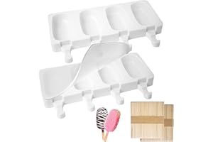 VENTDEST Ice Lolly Moulds, 8 Cavity Silicone Ice Cream Mould with 200 Sticks, BPA Free Cakesicle Moulds, Reusable Popsicle Mould for Kids Adults Dessert Chocolate DIY (Large)