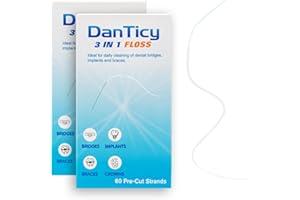 DANTICY Super Floss Zahnseide für Zahnspangen, Brücken & Große Zahnzwischenräume – 120 Vorgeschnittene Fäden (2er Pack)
