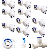 CESFONJER 10 PCS Push Fit: 1/4" T Connector for Reverse Osmosis System Tube, Refrigerator or Water Filter Tube