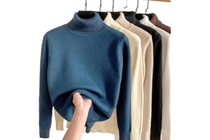 JOCCOS Winter Fleece Thick Knitted Bottoming Shirt, Women Casual Thick Turtleneck Sweater Soft Thermal Slim Bottoming Sweater