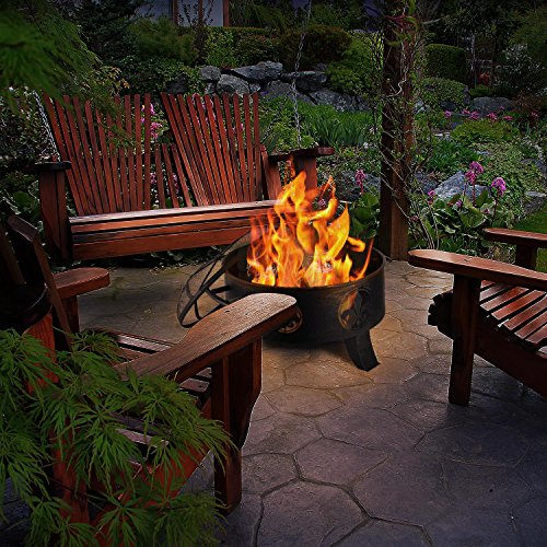 Blumfeldt Versailles Feuerschale Feuerkorb (60 cm Durchmesser, Funkenschutz, Schürhaken, brünierter Stahl) schwarz - 4