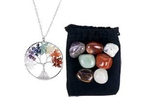 DOSYEN Chakra Healing Crystals Set, Reiki Healing Crystals Gemstone Necklace, Jewelry Gifts for Mum Used for Relaxation, Meditation, Healing, Spiritual Awakening and Anxiety Relief