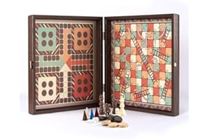 Manopoulos Kombi Backgammon - 4 in 1 Vintage - Triktrak Spiel - Taktisch Spielzeug - Luxus mit Verschluss - Detailliert und Komplett - Detaillierte Marquetery Design