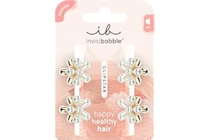 ‎INVISIBOBBLE invisibobble Clipstar S Pearly Flower (4 Stück) – Kleine Haarspangen mit Perlenblume – Für Damen, Mädchen & dünnes Haar – Goldene Haarklammer für elegante Stylings