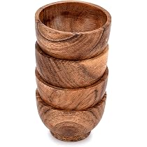 6 Kleine Schalen Aus Akazienholz – Handgefertigt, Je 120 Ml, Ideal Für Dips, Nüsse, Süßigkeiten