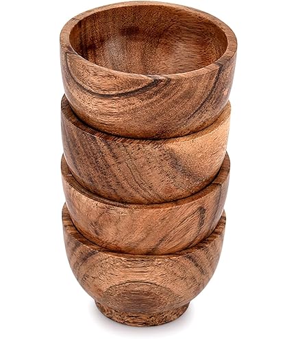 Tiny Nesting Round Wood Bowls Mix Size 2⅞", 3⅝", 4½" Stackable - View #8