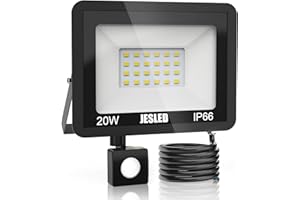 JESLED Projecteur LED avec détecteur, 20W 2200LM Projecteur super lumineux extérieur