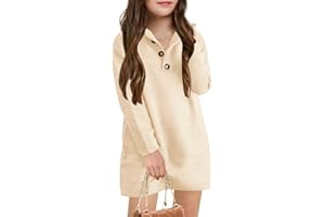 Saodimallsu Jersey de manga larga para niña, ropa de invierno, manga larga, tops de punto, vestido con botones, vestido de otoño para niños