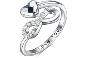TOUPOP Unendlichkeit Ringe Für Damen 925 Sterling Silber Ringe Für Frauen Ich liebe dich Ring mit Kristall Weißgold Überzogene Einstellbare Ring Schmuck Geschenke Für Frauen