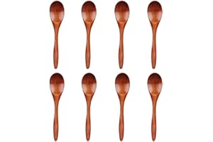NIYATA 8Pcs Cuillere en Bois, Cuillere a Miel,Cuillère à Miel,14,5CM Cuillère en Bois,pour Manger,Boire du Thé et du Café,Des Condiments,pour La Cuisine,Lisse