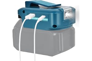 NUZEKY Battery Adapter for Makita 14.4-20V Lithium-Ion Battery - USB Phone Charger Compatible with Makita Battery Adaptor with USB Type C & DC Port & LED Work Light - Power Source Battery Adapter