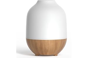 ‎SALUBRITO SALUBRITO Aroma Diffuser, 100ml Ultraschall Aromatherapie Diffusor für ätherische Öle, Weiß Holzmaserung Duftöl Diffuser, Kleiner Diffuser Luftbefeuchter für Zuhause Büro Yoga, Geschenk für Frauen