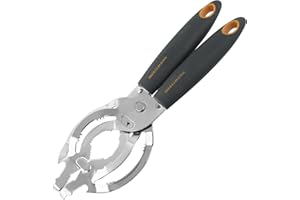 Fackelmann coperchi, Linea Apribarattoli/Svitacoperchi, Collection, in Acciaio Inox, Manico Soft Touch (Colore: Nero/Arancione/Argento), 24,5x2,5x8,5 cm