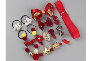 NOVAGO Lot de Barrettes pinces à cheveux fantaisie décoratives pour séance photo réussie de votre enfant bébé ou jeune fille (18 pcs, Rouge)