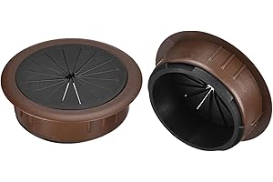 QUARKZMAN 2 Pièces Cache-Trou de Câble Passe Cable Bureau, 60mm (2-3/8 Pouces) Cache-Trou de Câble en ABS pour Bureau, Organiseur de Câbles pour Ordinateur, Marron