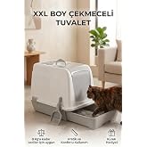 Flex &Ccedil;ekmeceli Kedi Tuvaleti, XXL boy, 47x55x39,5 cm, Kum K&uuml;reği Hediyeli