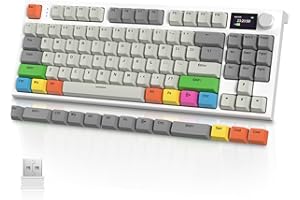 VGN GAMEPOWER VGN GAME POWER RK86PRO mechaniczna klawiatura gamingowa, bezprzewodowa, 75% procent TKL, 2,4 G, Bluetooth/USB-C, RGB Gasket Keyboard M75 QWERTY, kolorowy wyświetlacz, pokrętło, przełącznik liniowy Hot