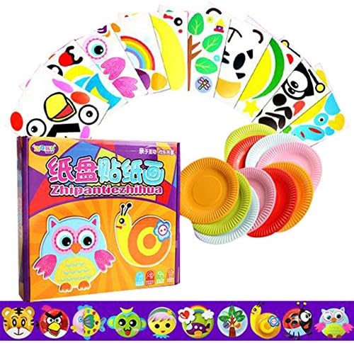 Highdas Kids Child 10 Cartoon Characters Design Tray Plate Style DIY Handmade Paper Stickers Creative Manual Toy Game