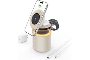 BLKE MAX Altoparlante Bluetooth 3 in 1 con luce notturna e stazione di ricarica induttiva – compatible con iPhone 17/16/15/14/13/12 Pro Max, Apple Watch e Earbuds con ricarica wireless, adattatore da 33W
