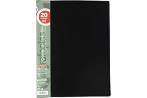 GRAFOPLAS Grafoplás 98141010 Élite Carpetas con Fundas, 20 Fundas Transparentes, Cubiertas semirrígidas, Negro, A4