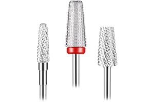 [Upgraded]Depvko 3Pcs Nail Drill Bits Set, 5 in 1 Drill Bits for Nails 3/32 Inches, Tapered Barrel and Cone Shape Carbide Nail Drill Bits for Acrylic or Gel Remover