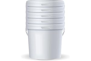 POSH Seau de 5 l avec couvercle et anse en plastique de qualité alimentaire, anti-fuite, inodore, robuste, hermétique (5 l) - Blanc