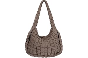 ACUYE Quilted Tote Bag for Women Puffer Bag Quilted Carryall Large Puffy Shoulder Bag Padding Hobo Bag