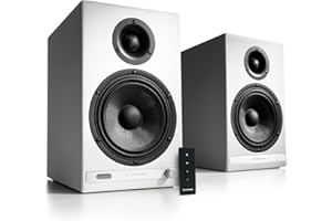 Audioengine HD6 Wireless Speakers with Bluetooth - 150W Powered Bookshelf Speakers with aptX-HD, AUX, 24-bit DAC (Blanc)